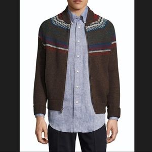 Brooks Brothers Front Zip Wool Cardigan Sweater